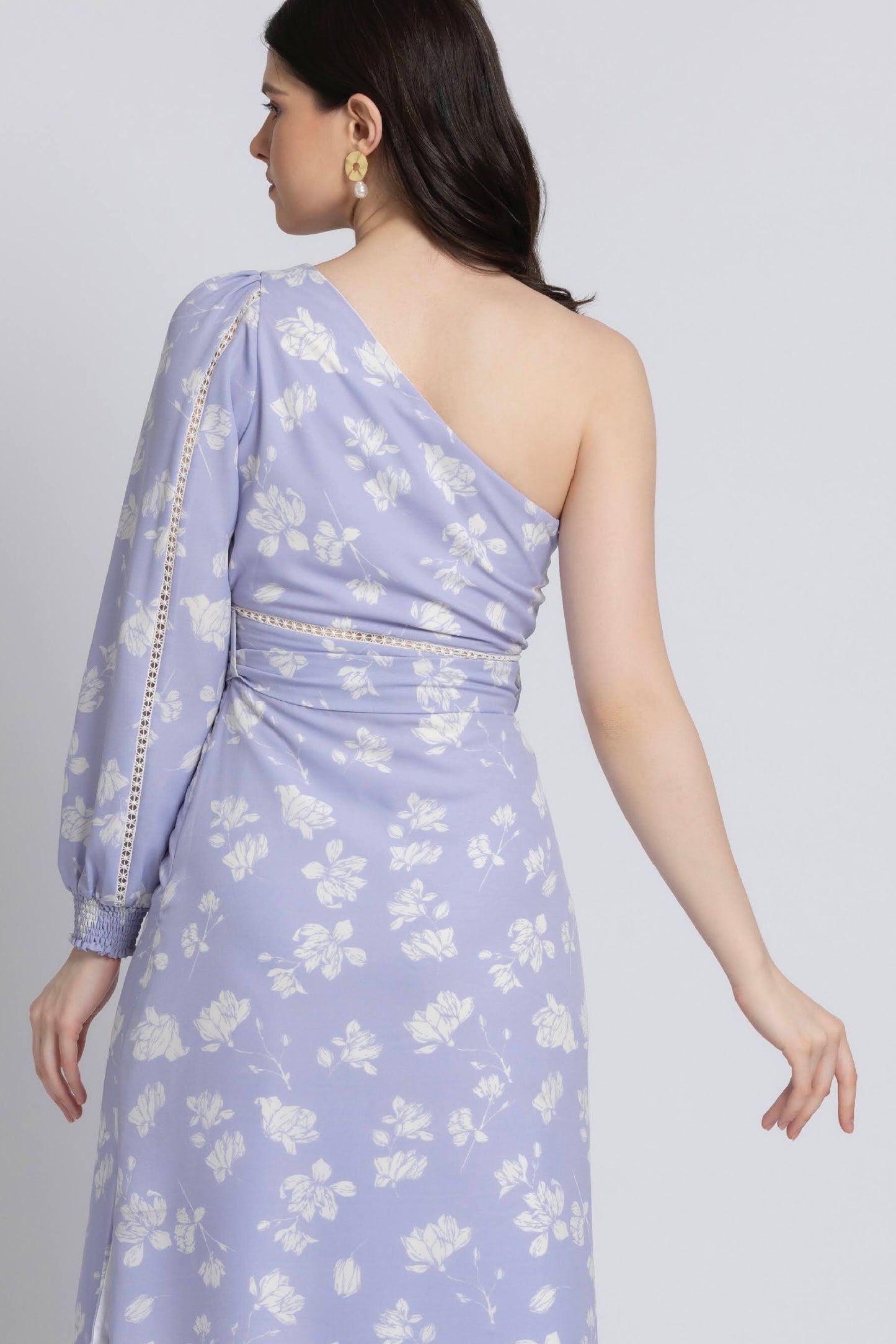 Lavender Blossom Asym Midi Dress