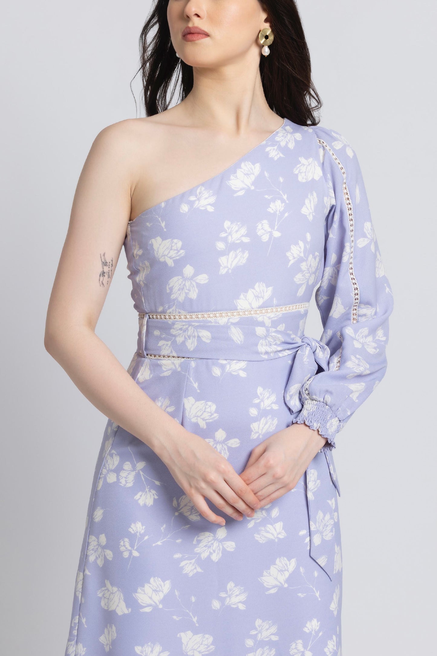 Lavender Blossom Asym Midi Dress