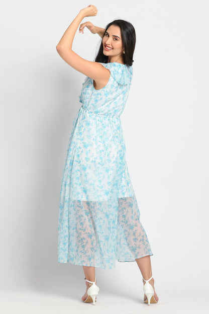 Azure Breeze Ruffle Maxi Dress