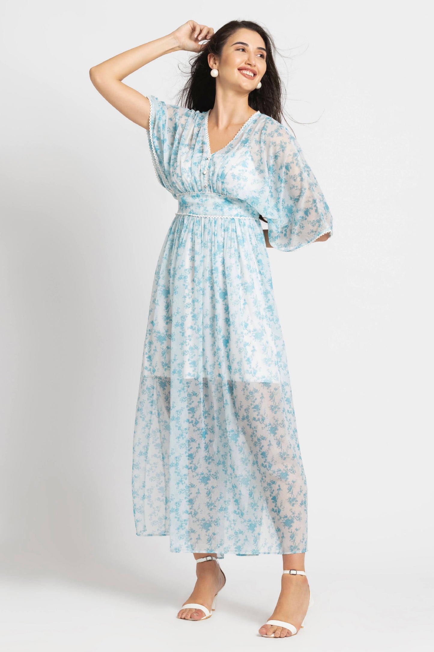 Azure Breeze Flowy Maxi Dress