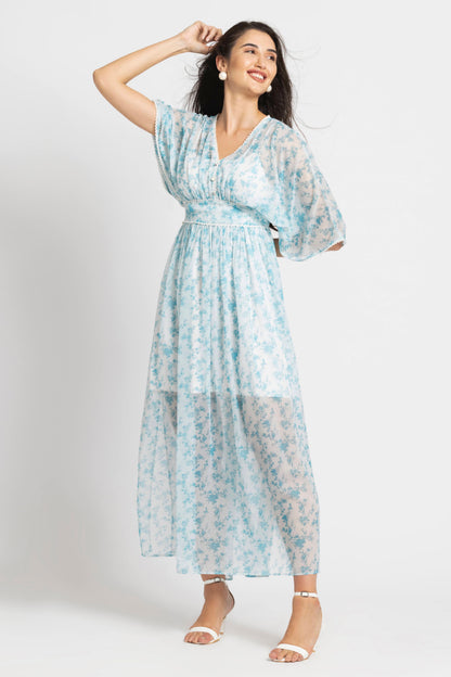 Azure Breeze Flowy Maxi Dress