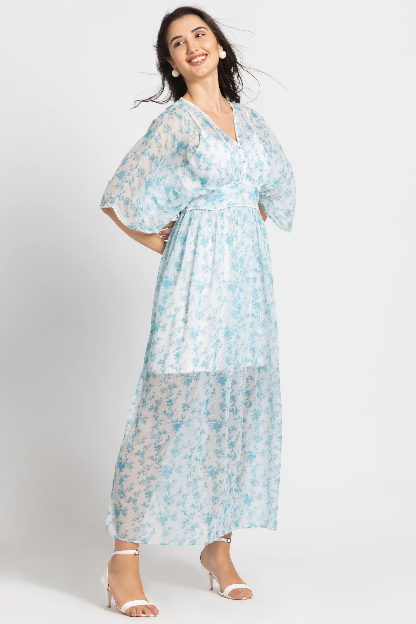 Azure Breeze Flowy Maxi Dress