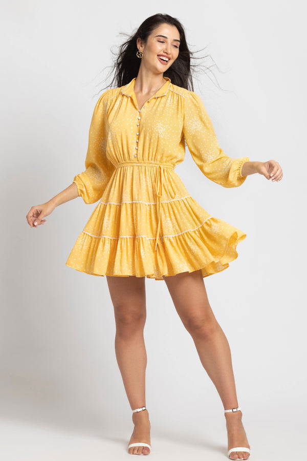 Sunlit Marigold Mini Dress