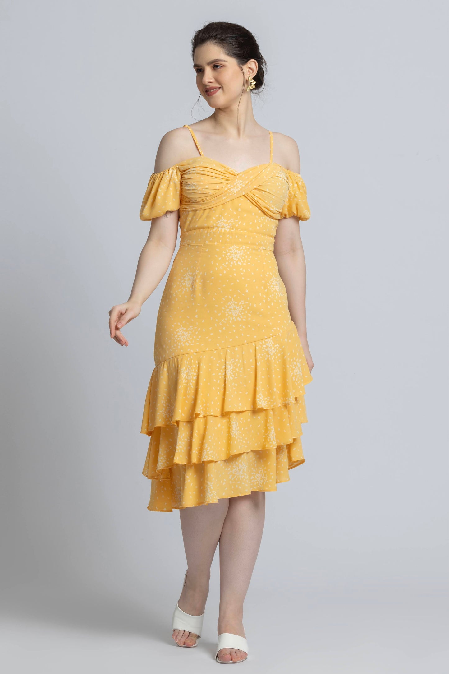 Sunlit Marigold Midi Dress