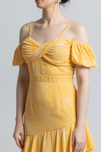 Sunlit Marigold Midi Dress