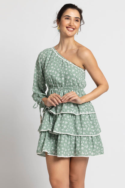 Tranquil Garden Asym Mini Dress