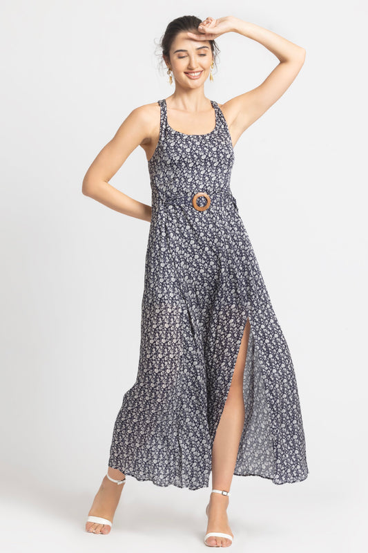 Blue Motif Maxi Dress