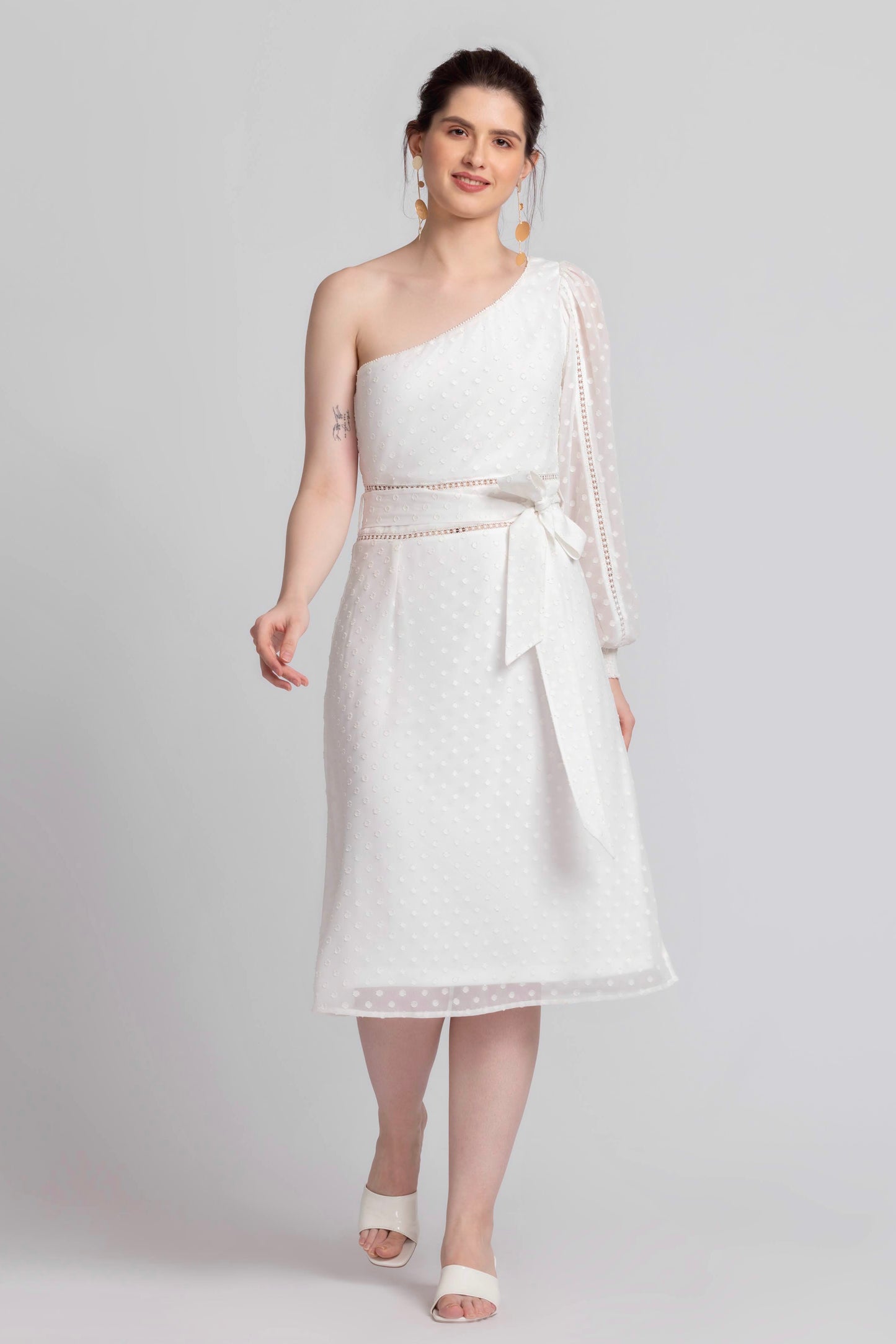 Snowflake White Midi dress