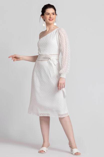 Snowflake White Midi dress