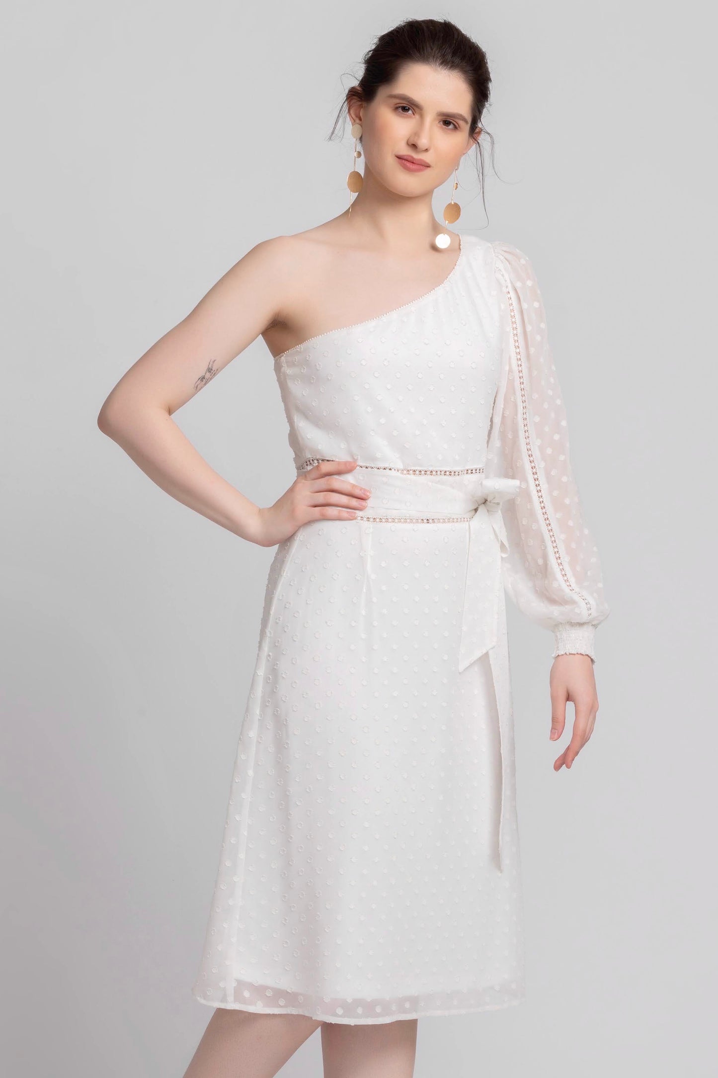 Snowflake White Midi dress