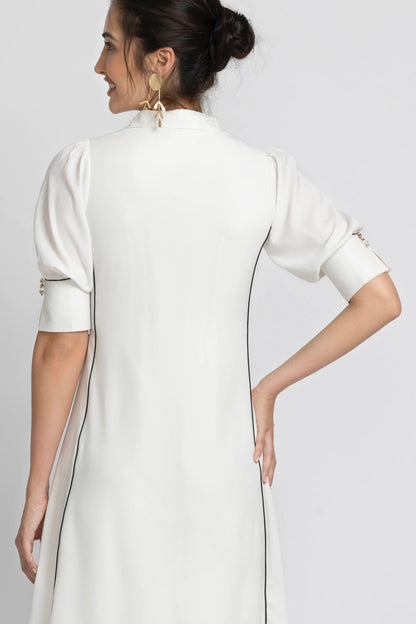 Blanc Elegance Midi Dress