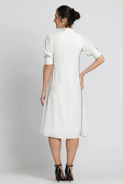 Blanc Elegance Midi Dress