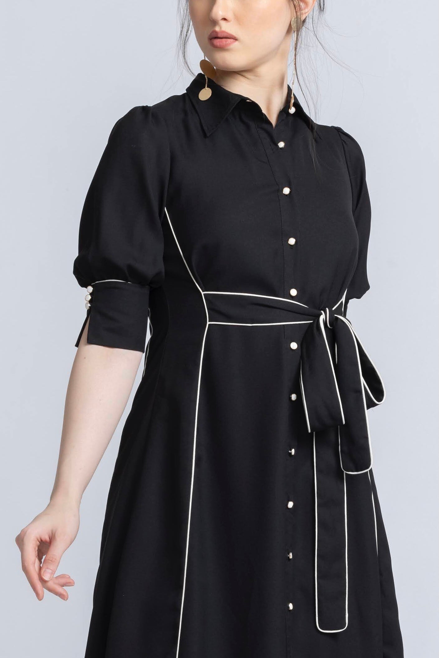 Noir Elegance Midi Dress