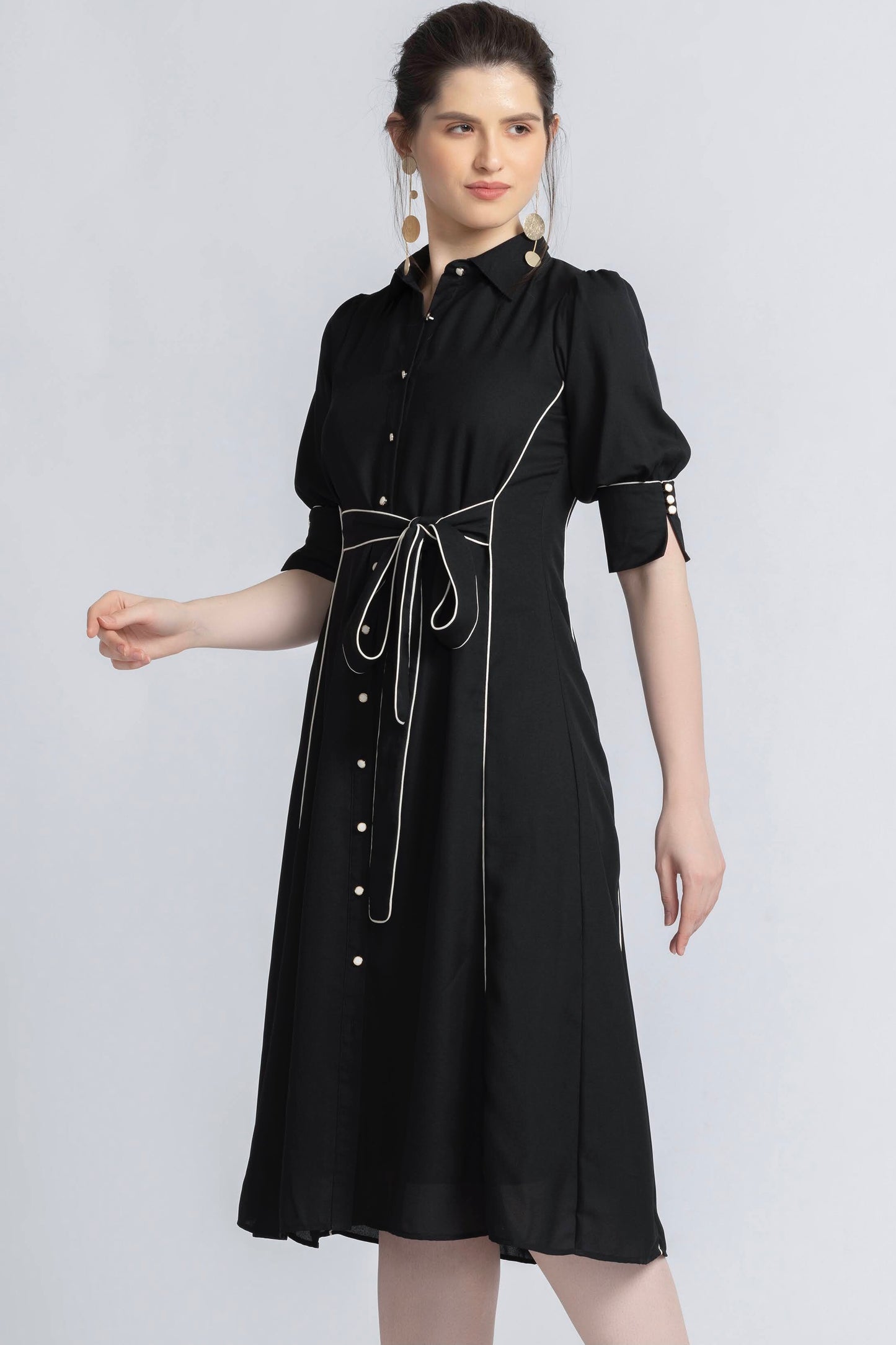 Noir Elegance Midi Dress