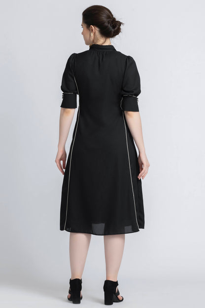 Noir Elegance Midi Dress