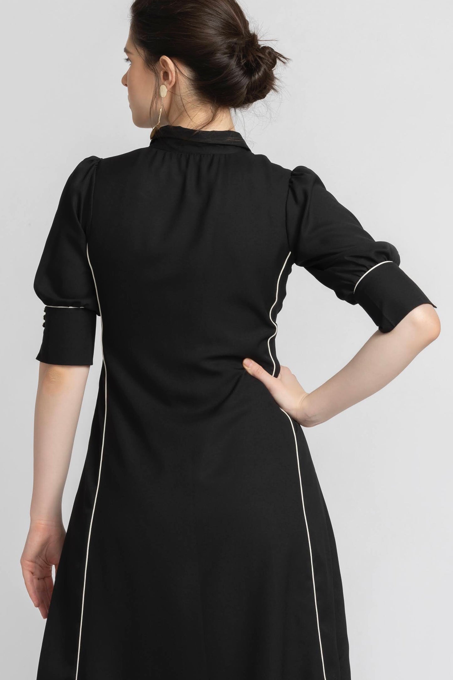 Noir Elegance Midi Dress