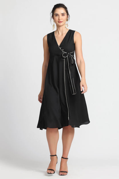 Noir Allure Midi Dress