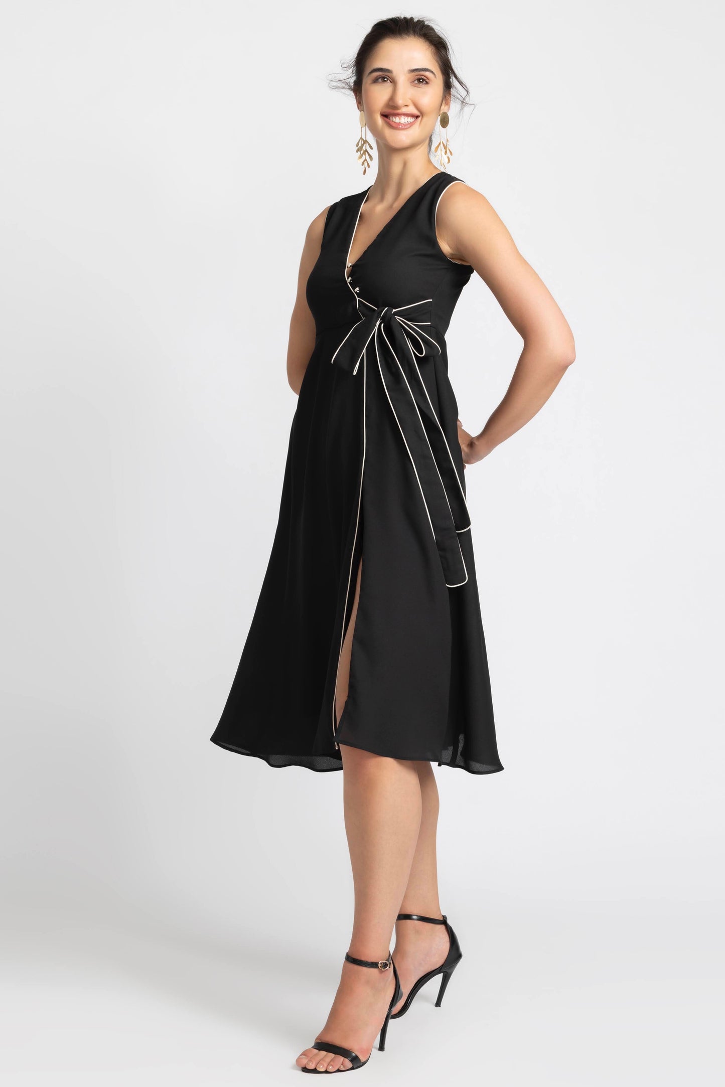 Noir Allure Midi Dress