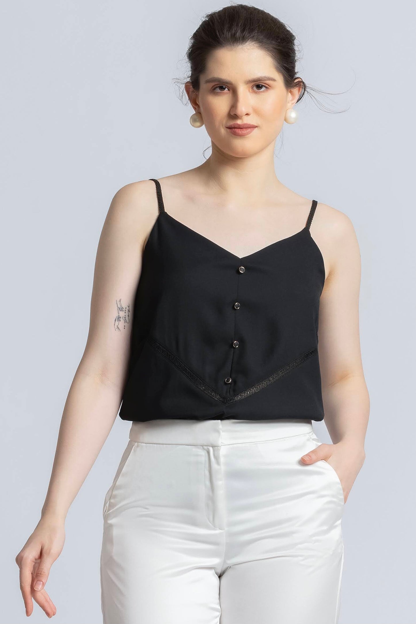 Midnight Black Strap Top