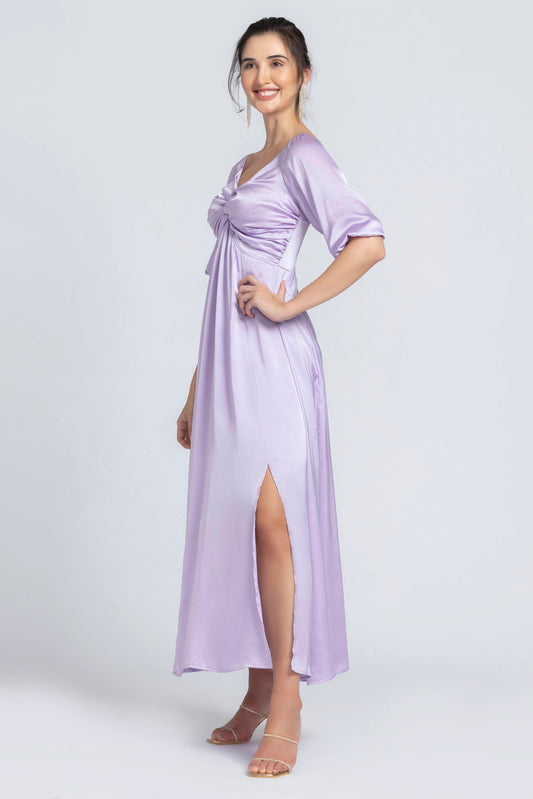 Lavender Elegance Sweetheart Maxi Dress