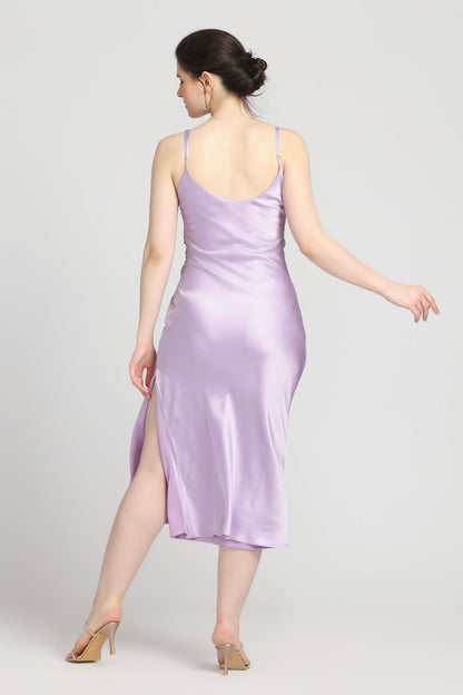 Lavender Elegance Cowl Midi Dress