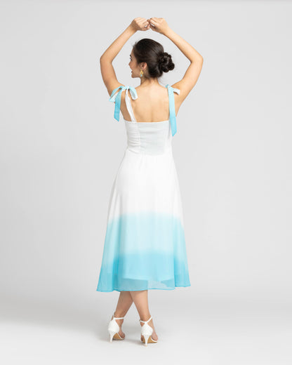 Whispering Blue Ombre Midi Dress