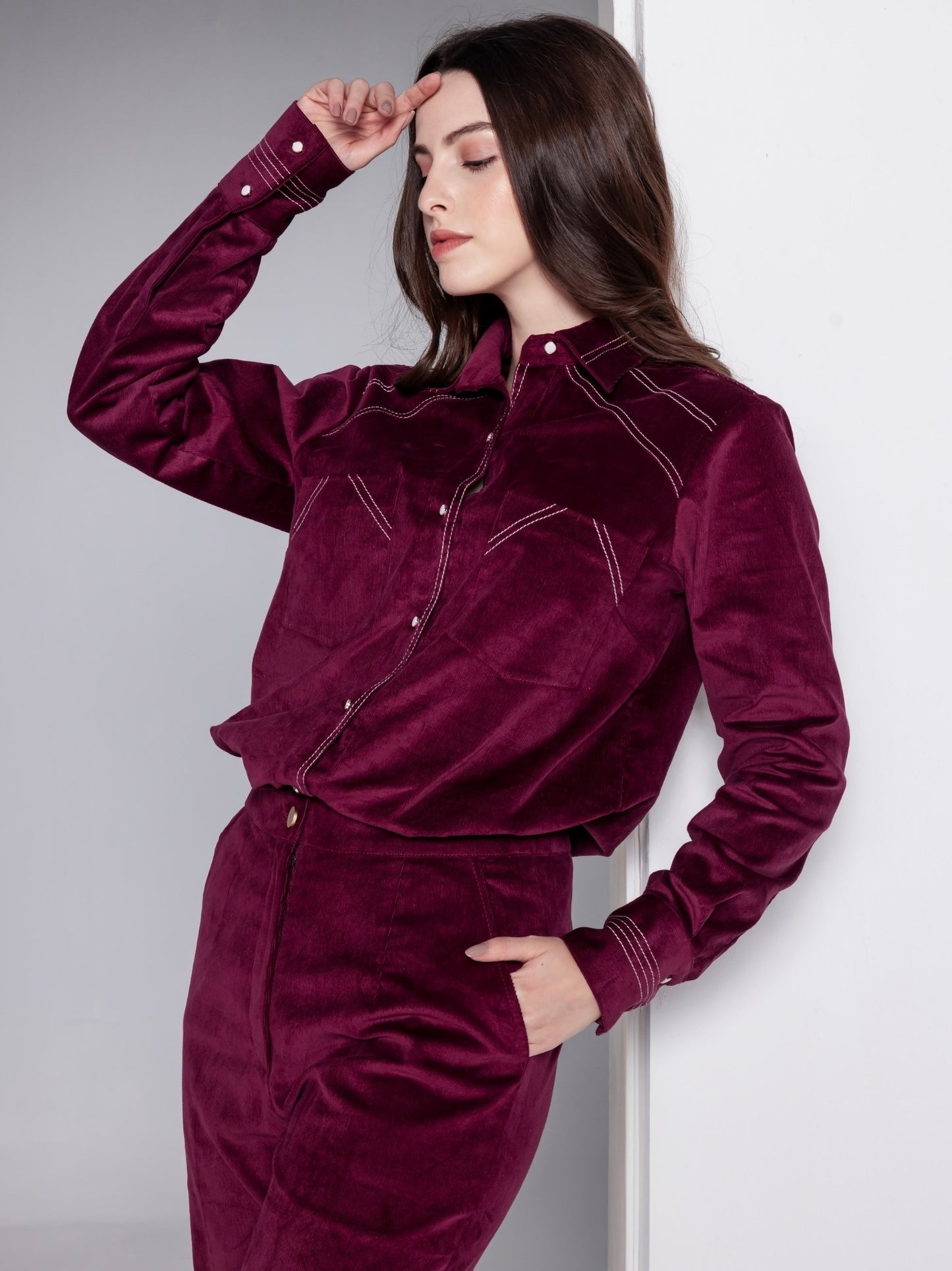 Bordeaux Corduroy Shirt