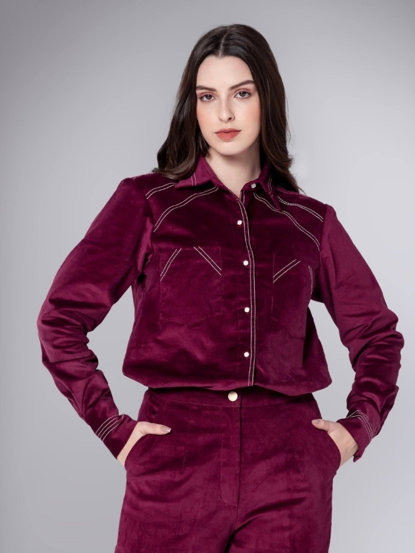 Bordeaux Corduroy Shirt