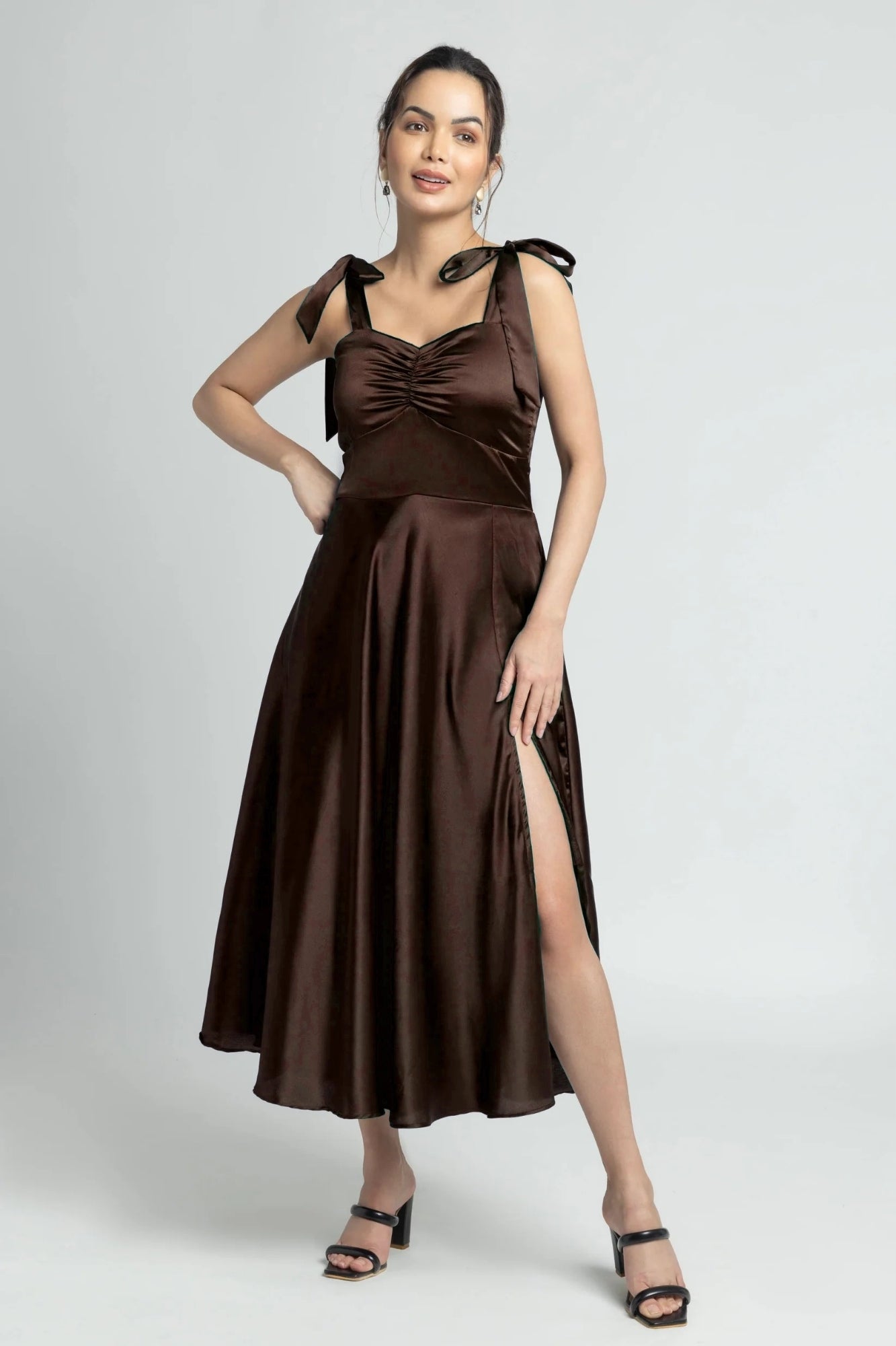 Choco Lustre Sweetheart Midi Dress