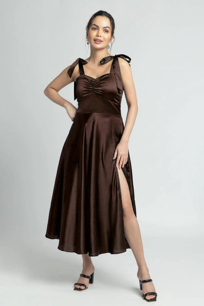 Choco Lustre Sweetheart Midi Dress