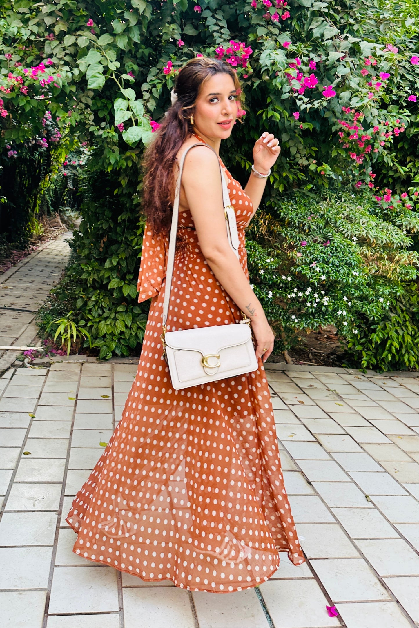 Brown Polka Maxi Dress