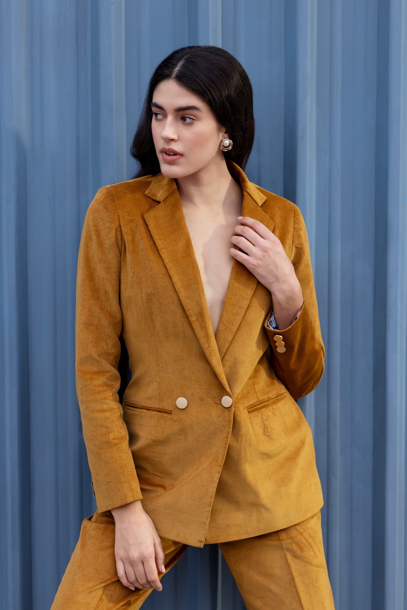 Mustard Charm Corduroy Blazer