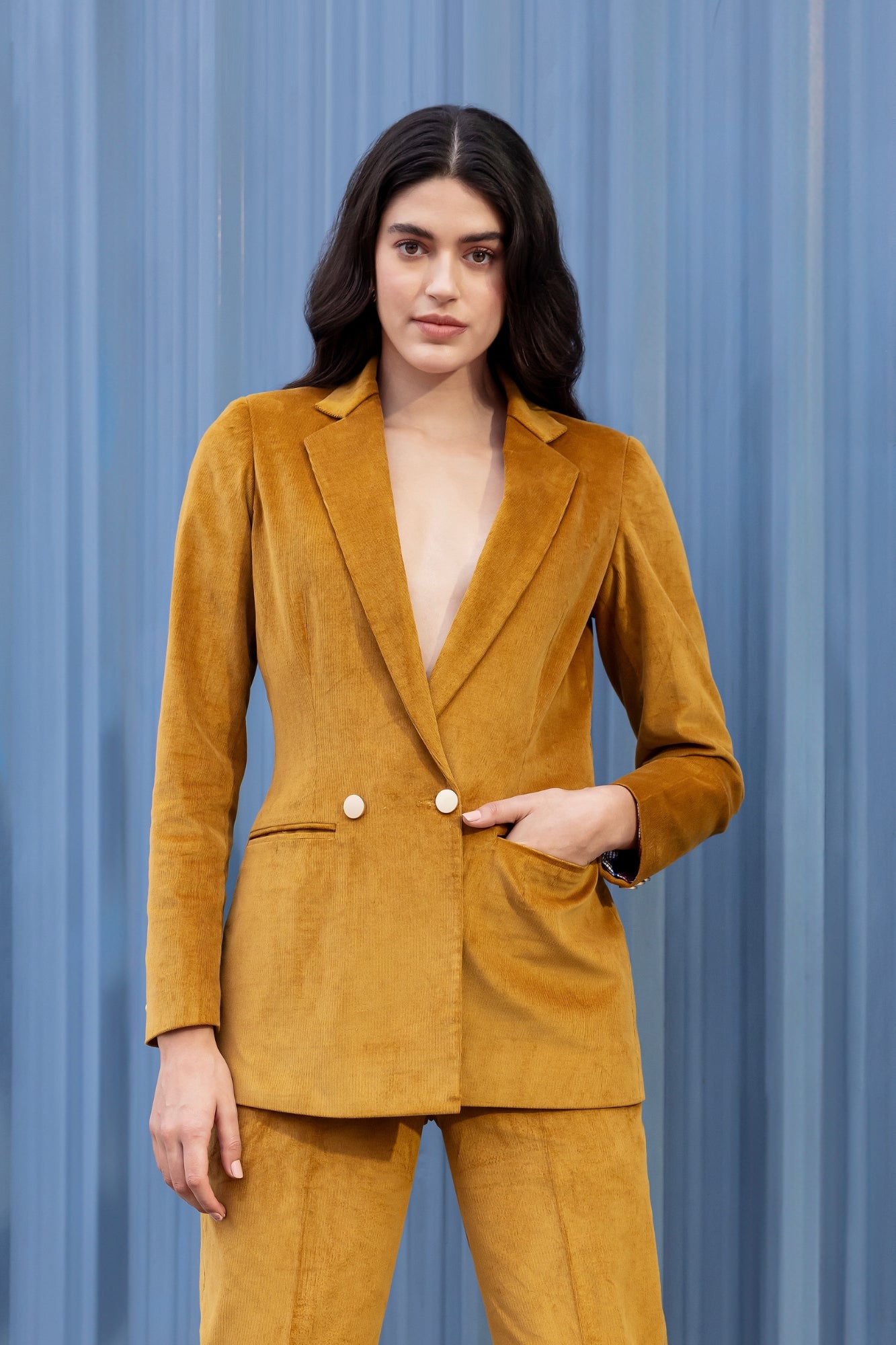 Mustard Charm Corduroy Blazer