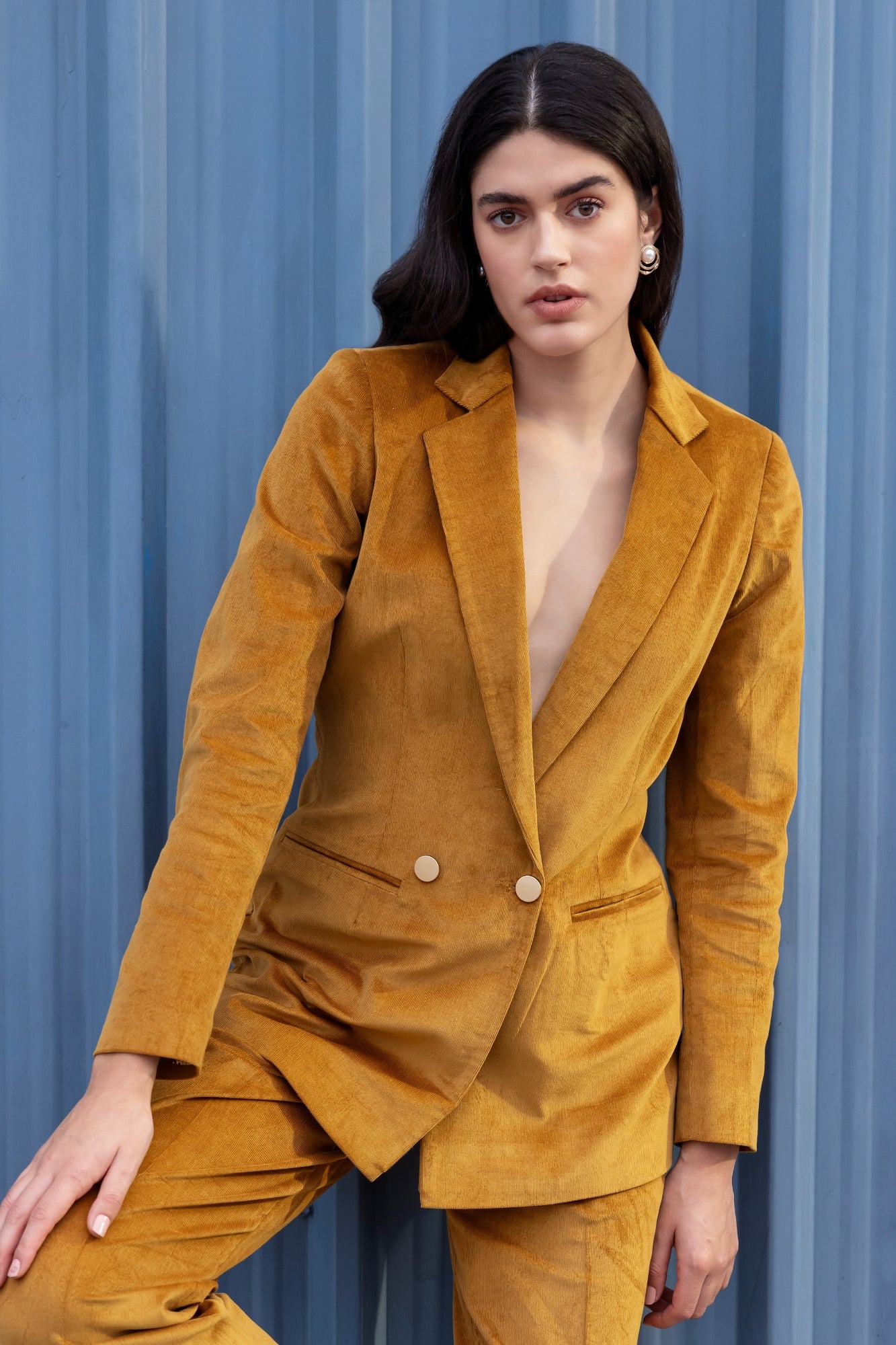 Mustard Charm Corduroy Blazer