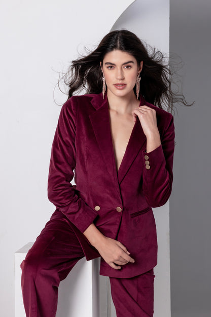 Bordeaux Corduroy Blazer