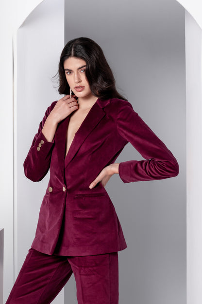 Bordeaux Corduroy Blazer