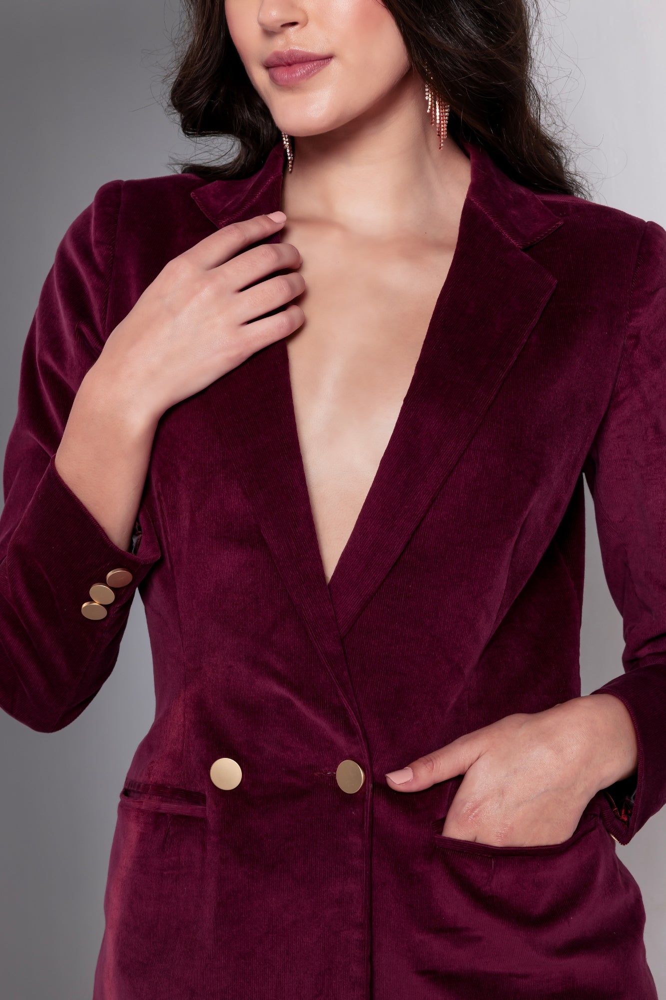 Bordeaux Corduroy Blazer