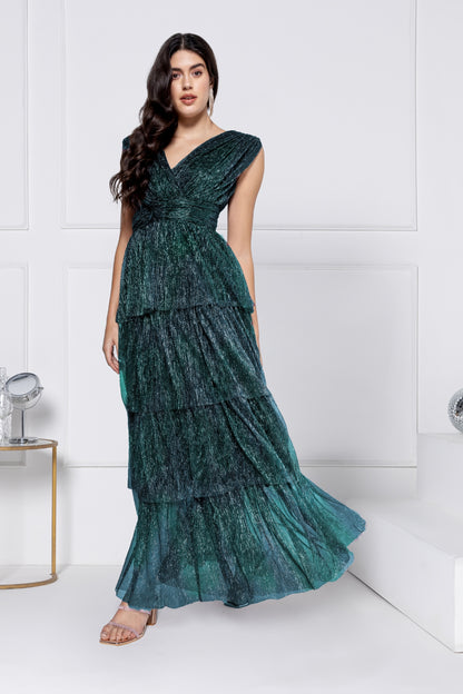 Sapphire Teal Soirée Maxi Dress