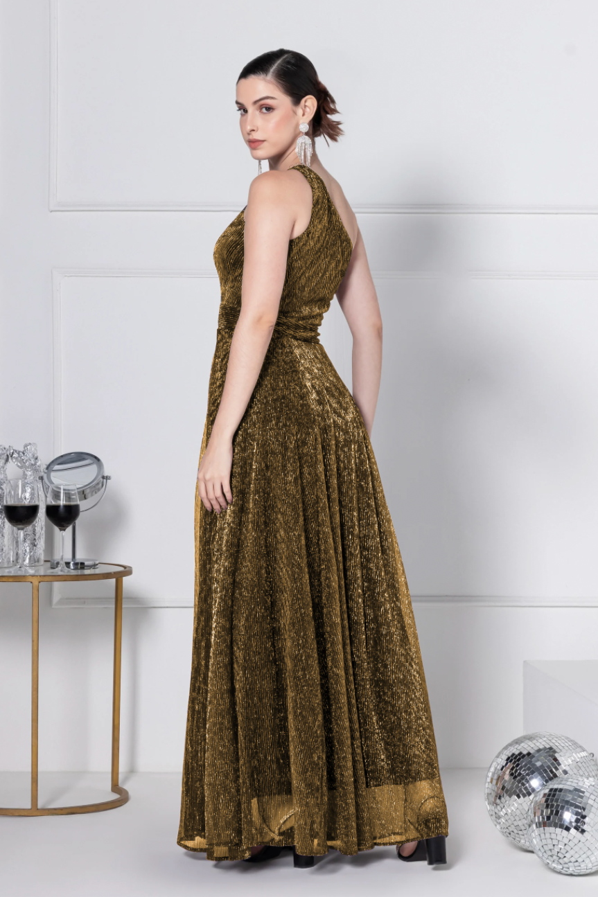 Golden Amber Gala Maxi Dress