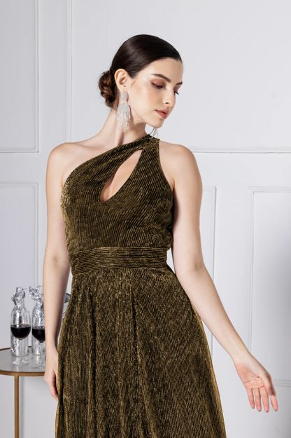 Golden Amber Gala Maxi Dress