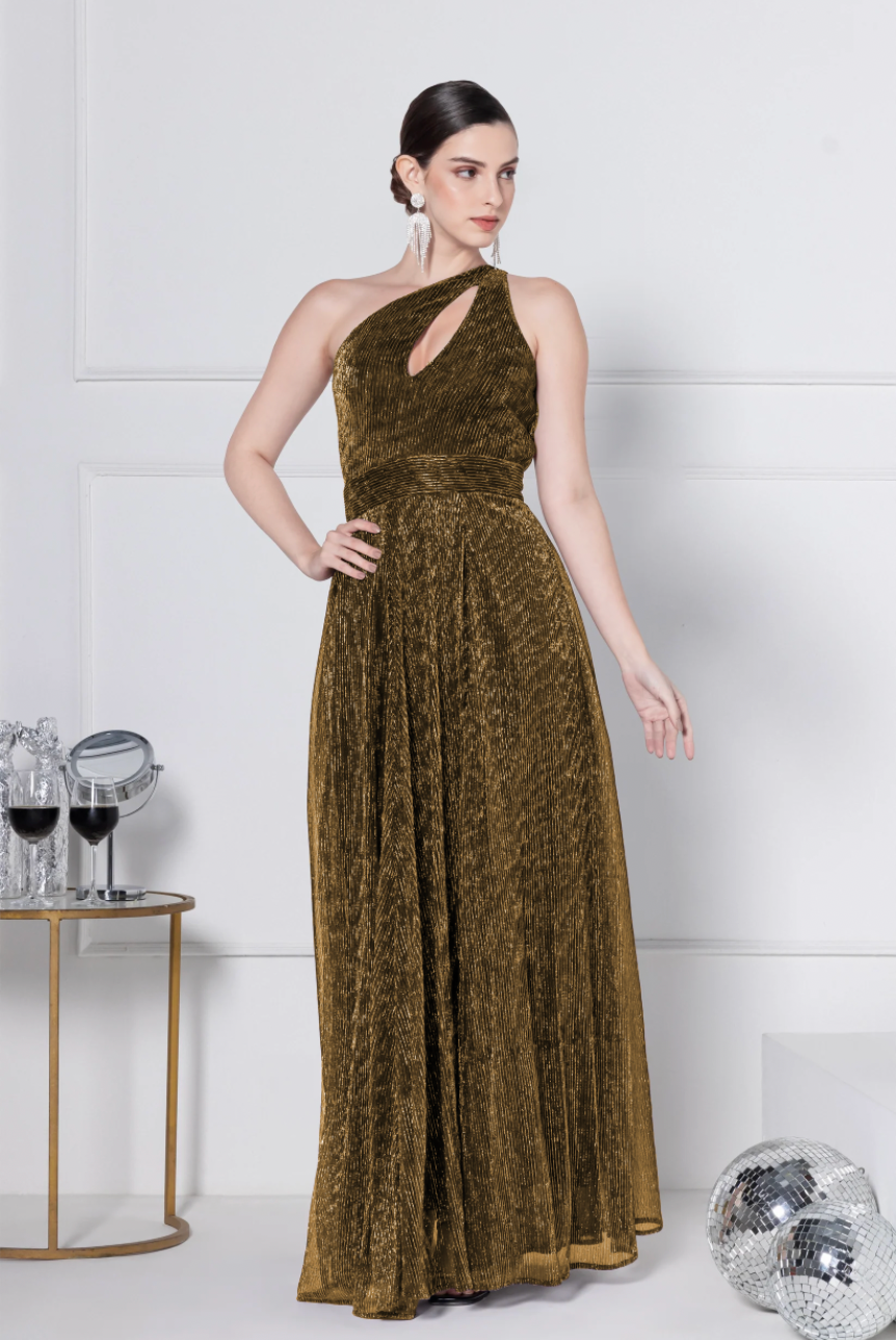 Golden Amber Gala Maxi Dress