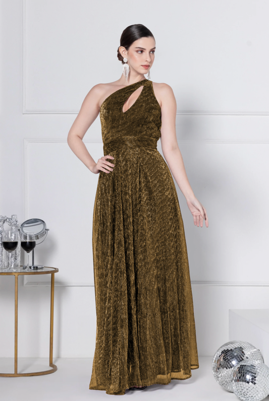 Golden Amber Gala Maxi Dress