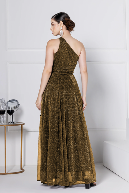 Golden Amber Gala Maxi Dress