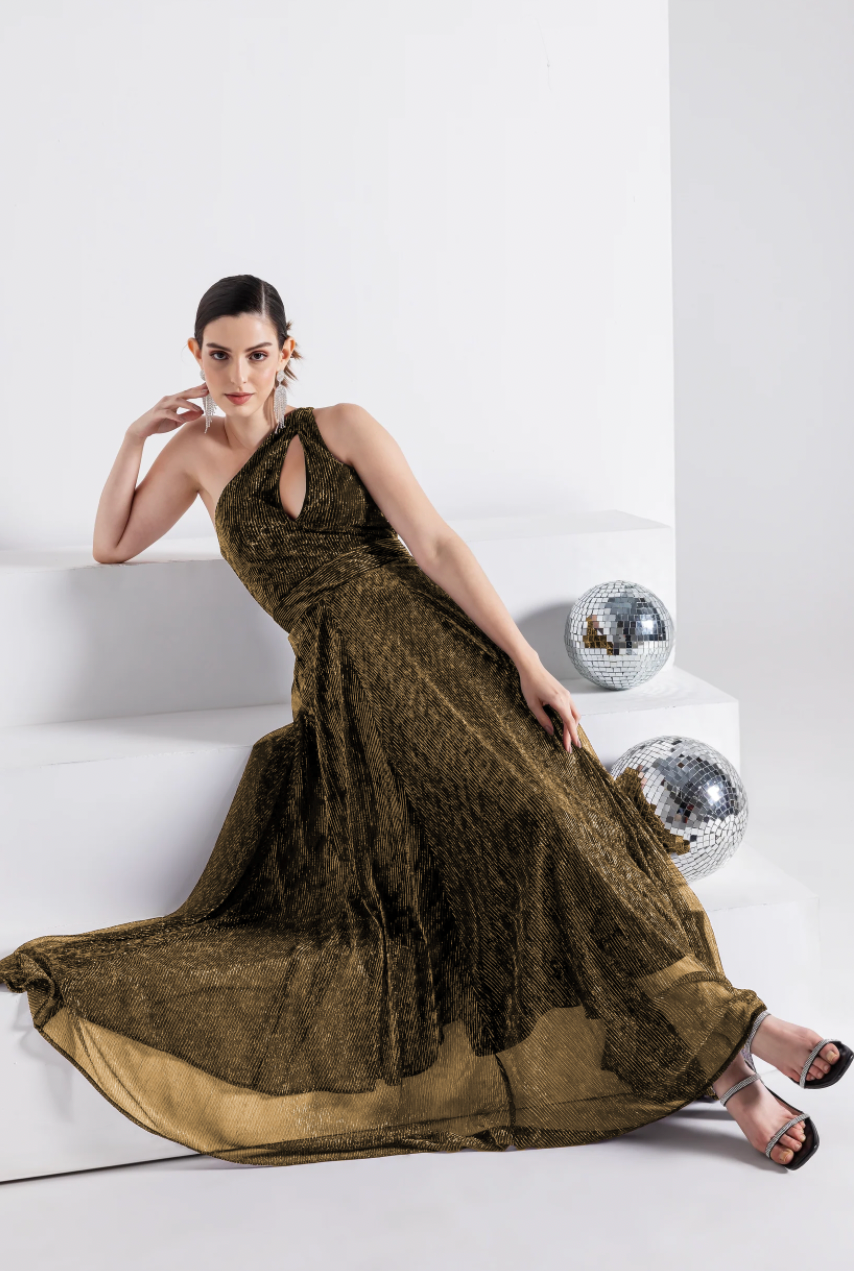Golden Amber Gala Maxi Dress