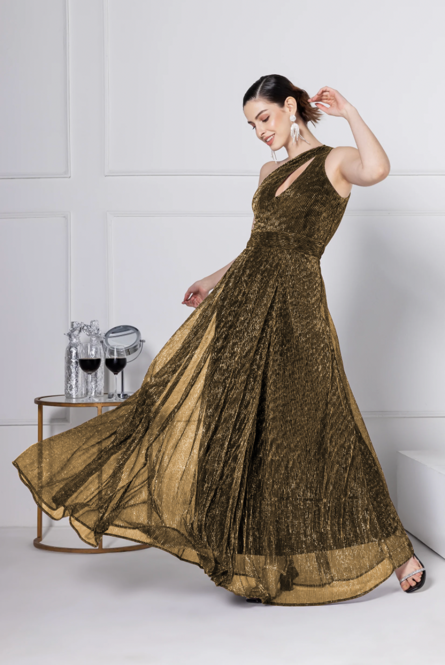 Golden Amber Gala Maxi Dress