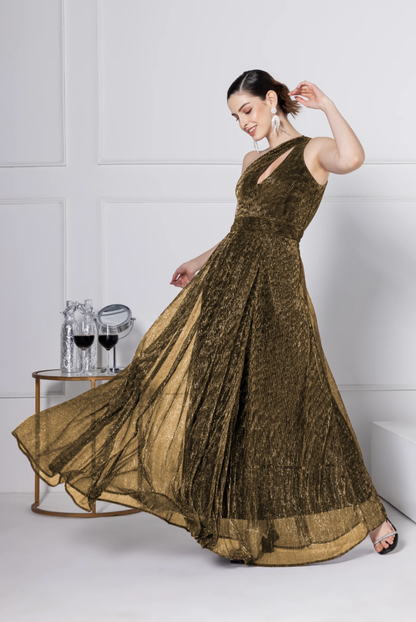 Golden Amber Gala Maxi Dress