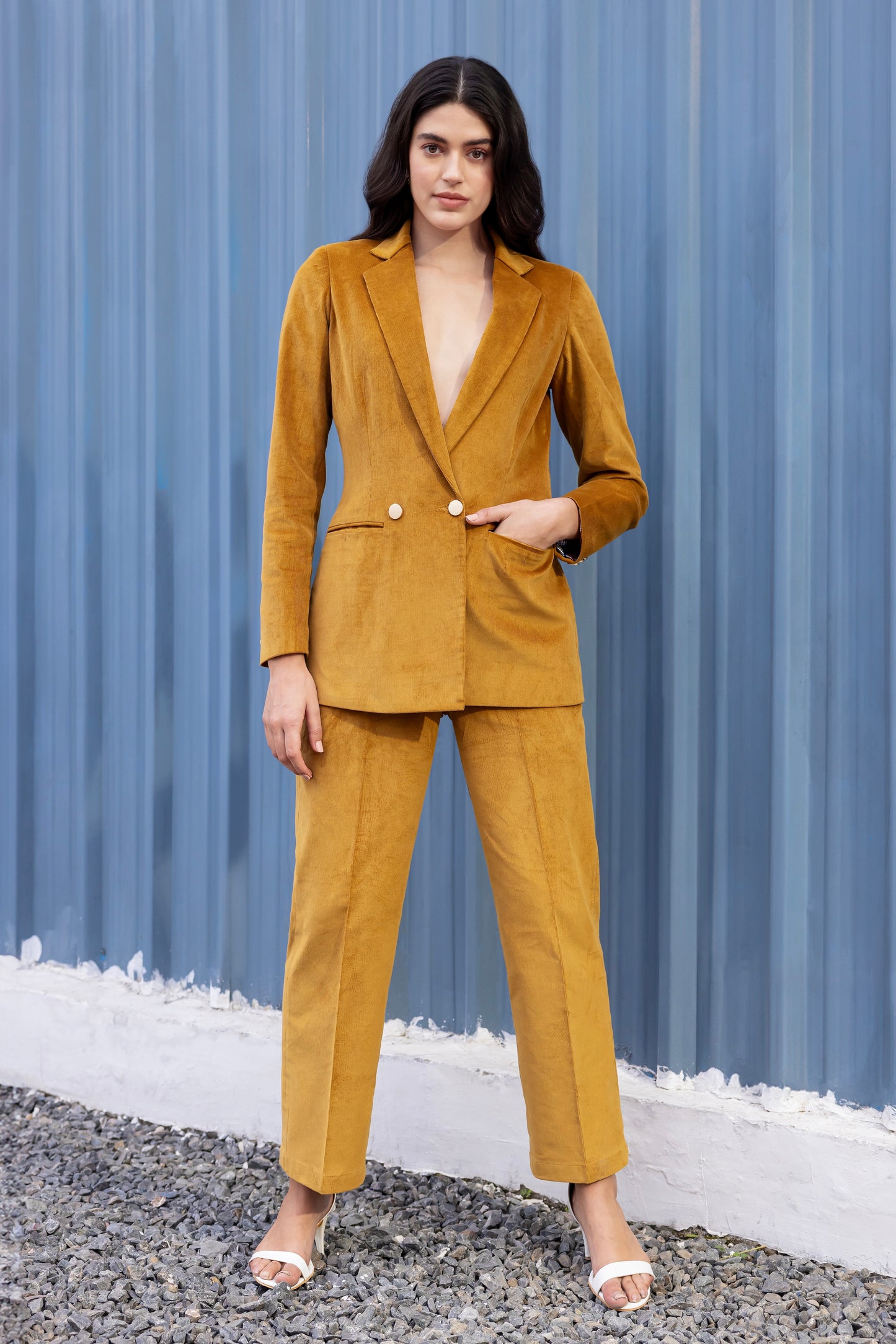 Mustard Charm Blazer Set