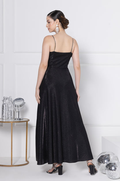 Noir Glitz Elegance Maxi Dress