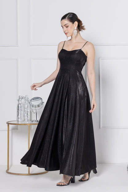 Noir Glitz Elegance Maxi Dress