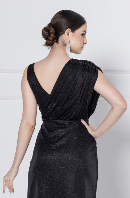 Noir Glitz Soirée Midi Dress